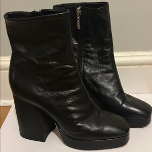 SCHUTZ Black Leather Heeled Boots